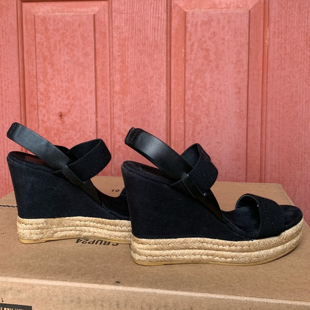 TORY BURCH Black Espadrille Wedges - Picture 6 of 8